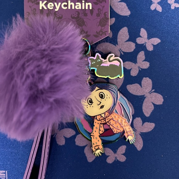Coraline Keychain with Purple Pom Pom - Picture 2 of 2